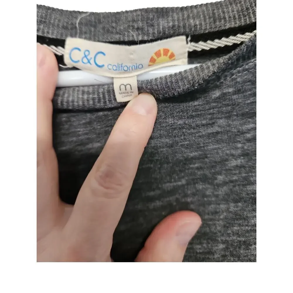 C &‎ C California Women's Gray Long Sleeve Top Sz Medium - Picture 6 of 8